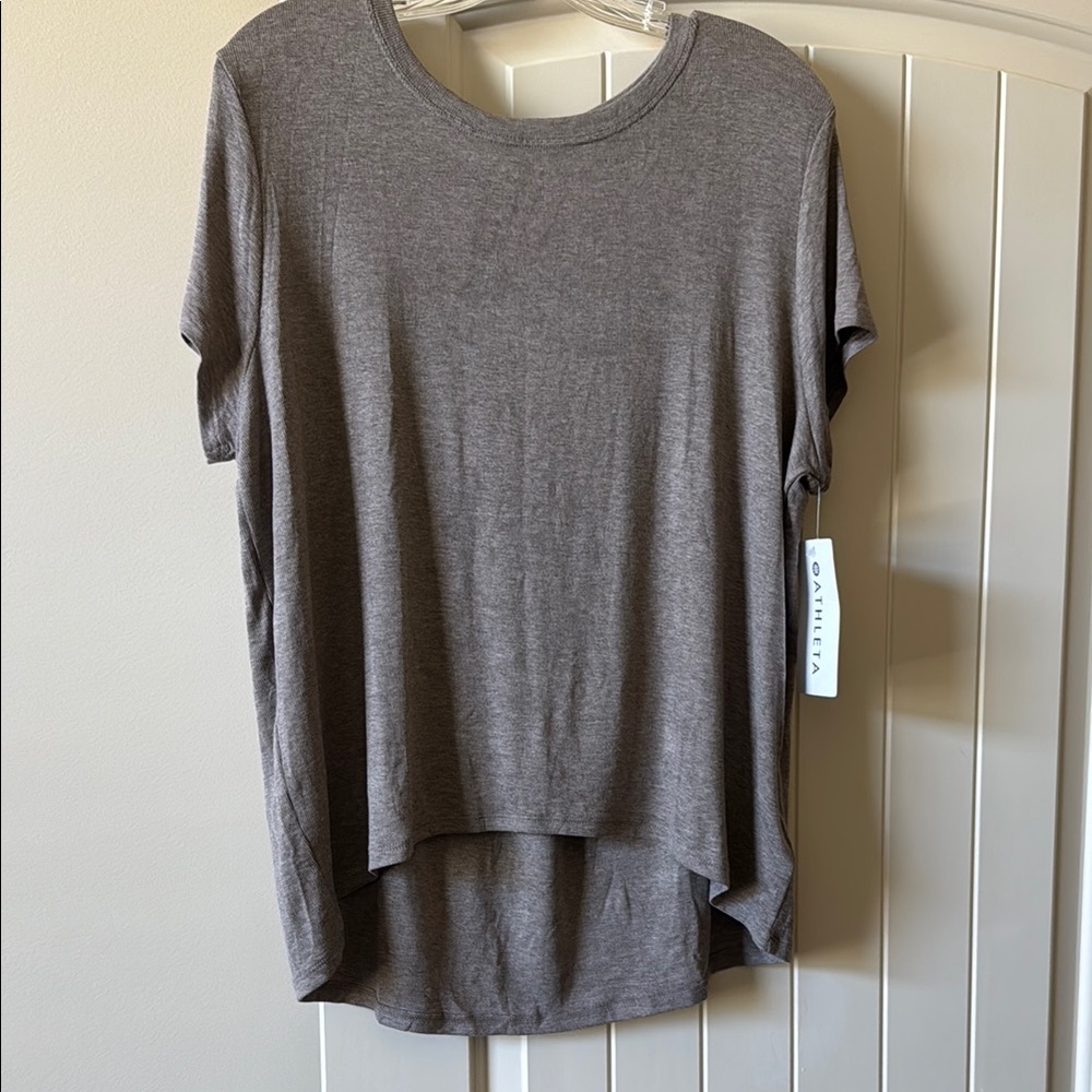Athleta Gray High Low Short Sleeve Tee